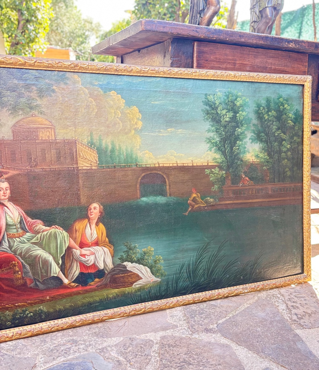 Pair Of Large 18th-century Paintings By Claude Joseph Vernet, Framed In A Berain Frame -photo-2