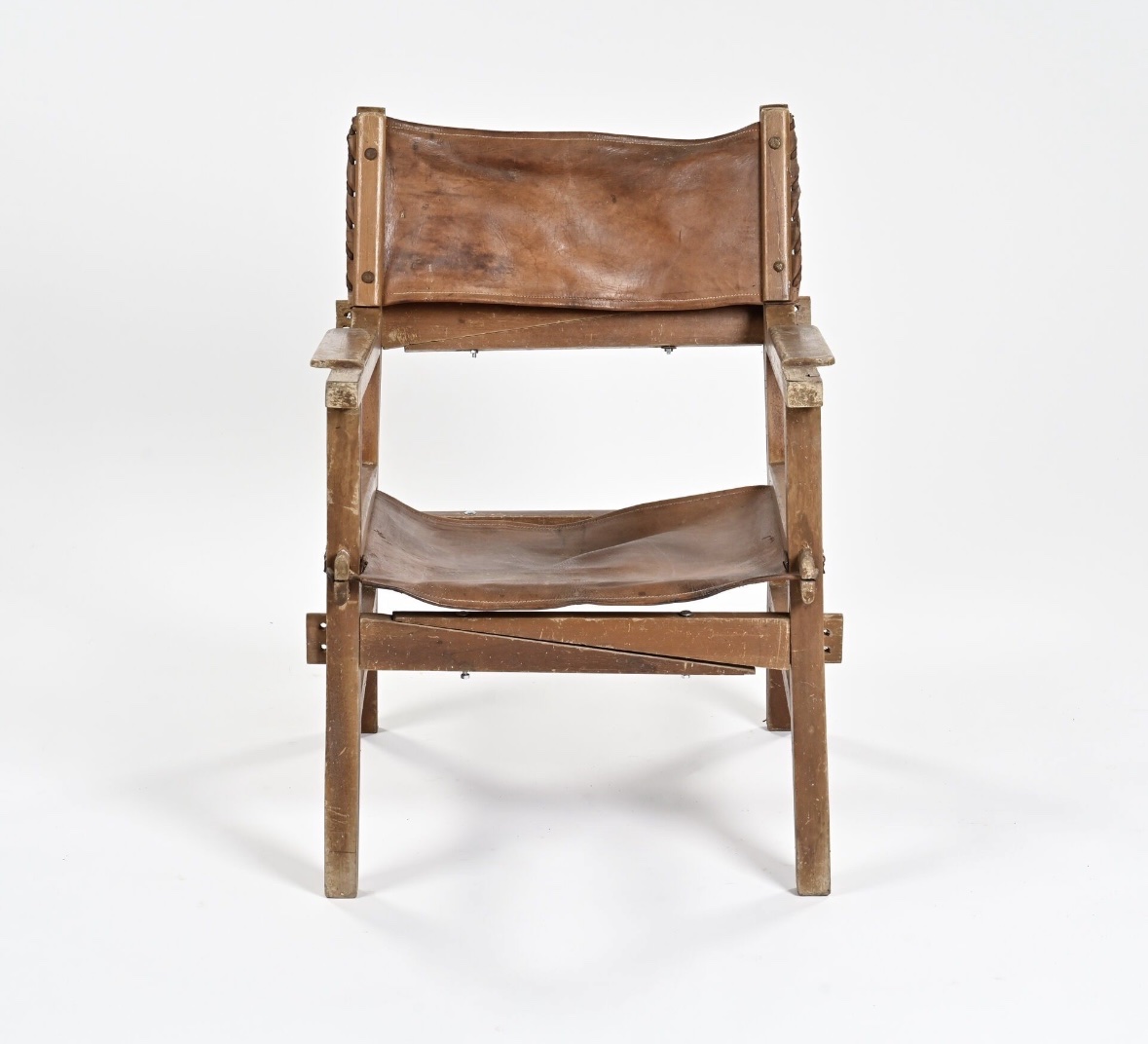 Paire de fauteuils cuir safari 1960 -photo-3