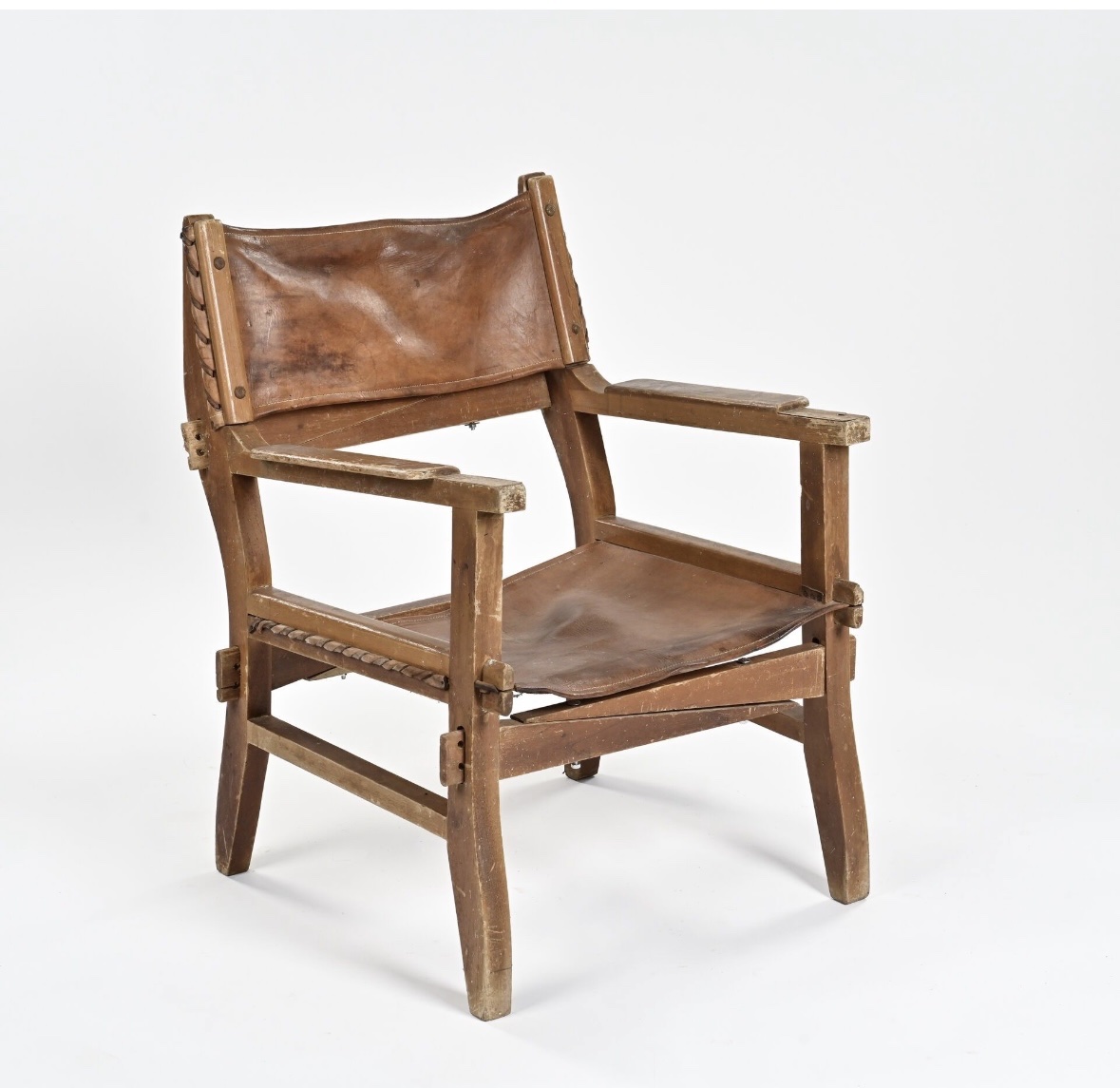 Paire de fauteuils cuir safari 1960 -photo-4