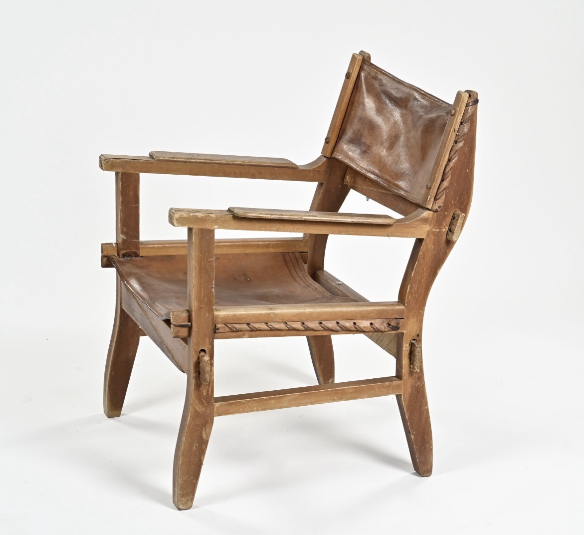 Paire de fauteuils cuir safari 1960 -photo-1