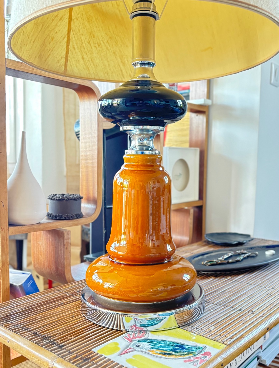 Ceramic And Chrome Lamp, 1970 -photo-2
