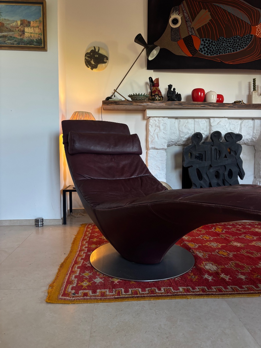 Chaises longue natuzzi 1980 liege 2227 cuir bordeaux -photo-2