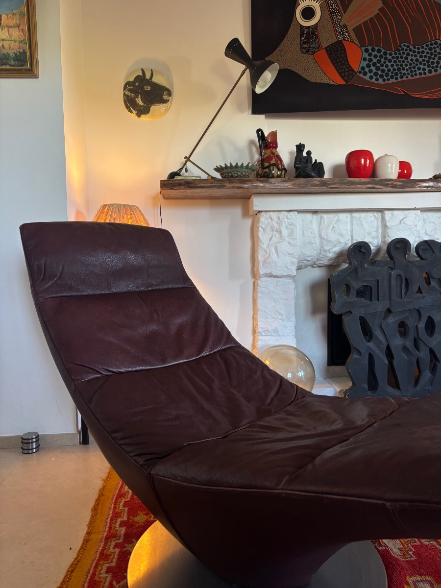 Chaises longue natuzzi 1980 liege 2227 cuir bordeaux -photo-1