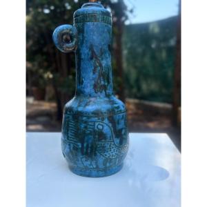 Jacques BLIN lampe en céramique 1960 bleue
