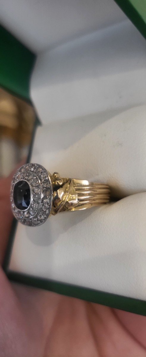 Bague Pompadour En Or 14ct Saphire Et Diamants -photo-1