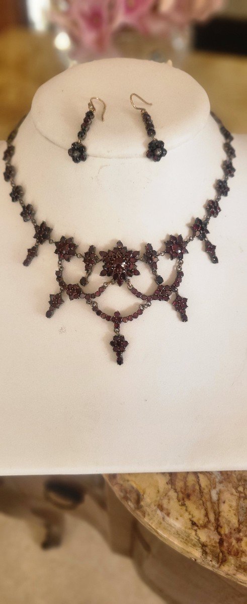 Napoleon 111 Festoon Necklace With Bohemian Grenats-photo-6