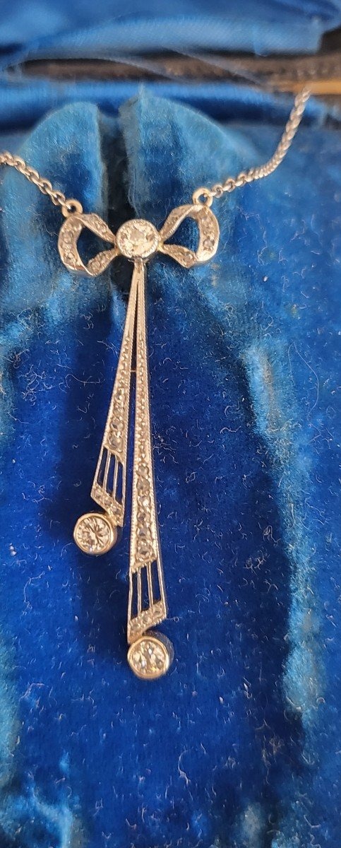 Art Deco Collier Négligé en Or 18 ct  serti de Diamants -photo-4
