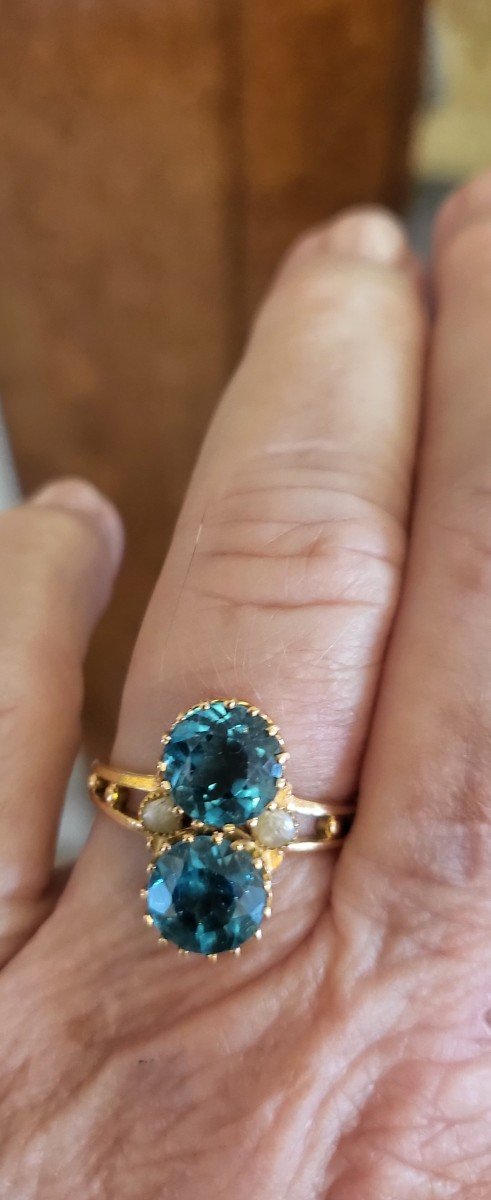 Toi Et Moi Belle Epoque Bague En Or 18ct Et Tourmalines -photo-4