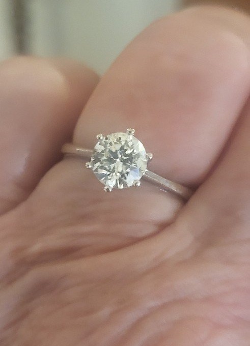 Diamond Solitaire Ring, Brilliant Cut 1.012 Ct, Set In 18ct White Gold-photo-2