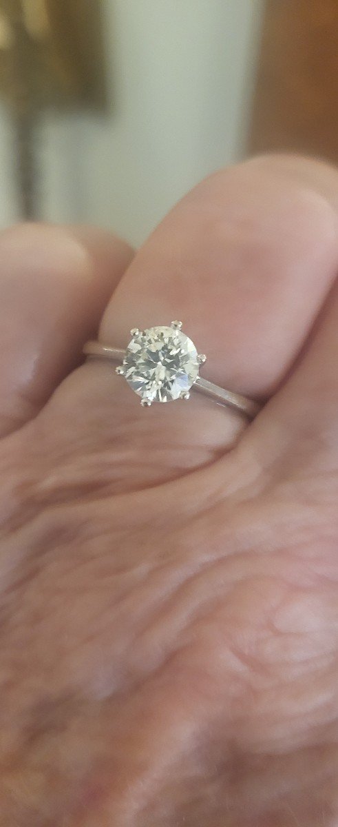Diamant Solitaire en Or Blanc 750 (18ct) Taille Brilliant,  1.05ct-photo-2