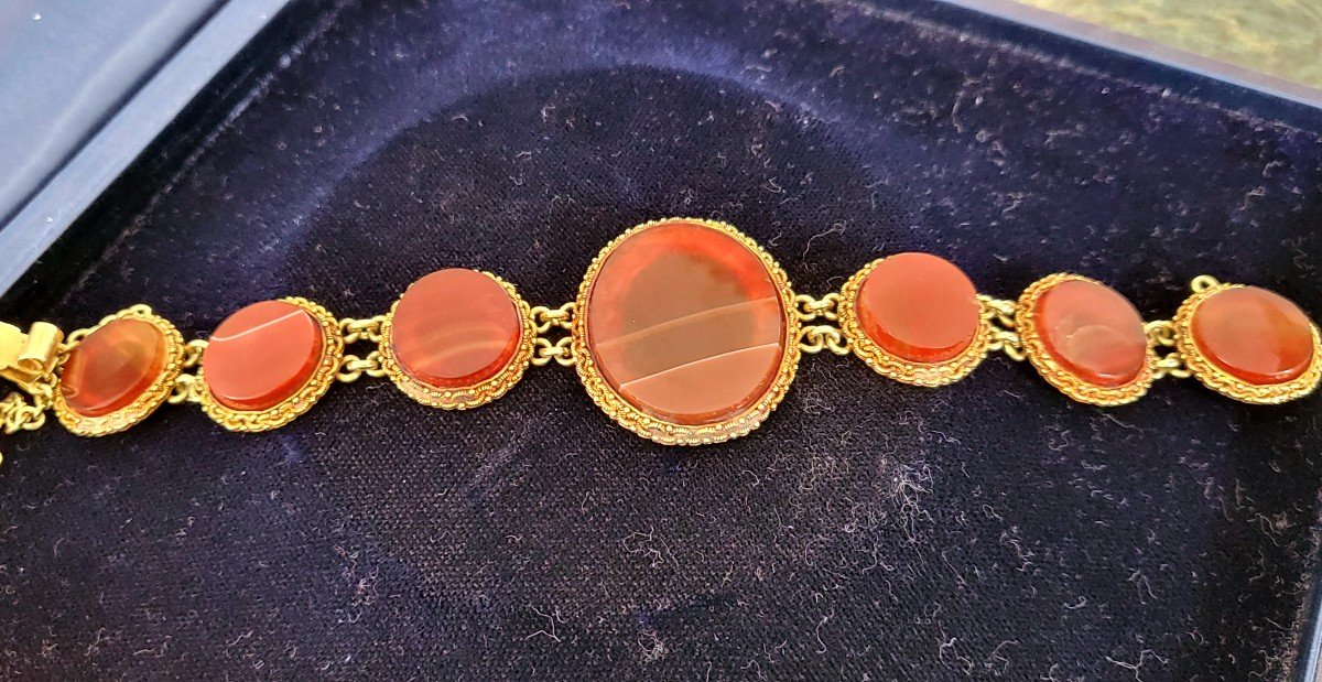Empire-Consulate Bracelet En Or 18ct  Et Agate Datant d'Environ 1820-photo-3