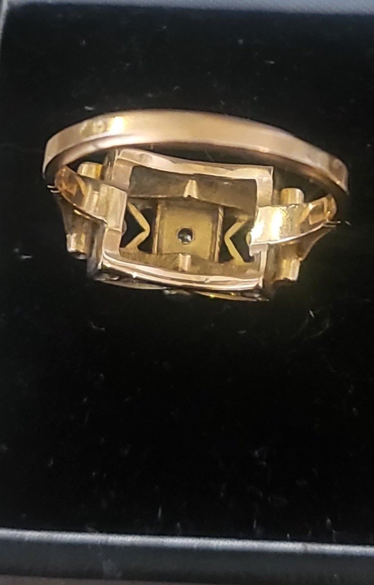 Art Deco “tank” Ring In 18ct Gold And Diamond-photo-4