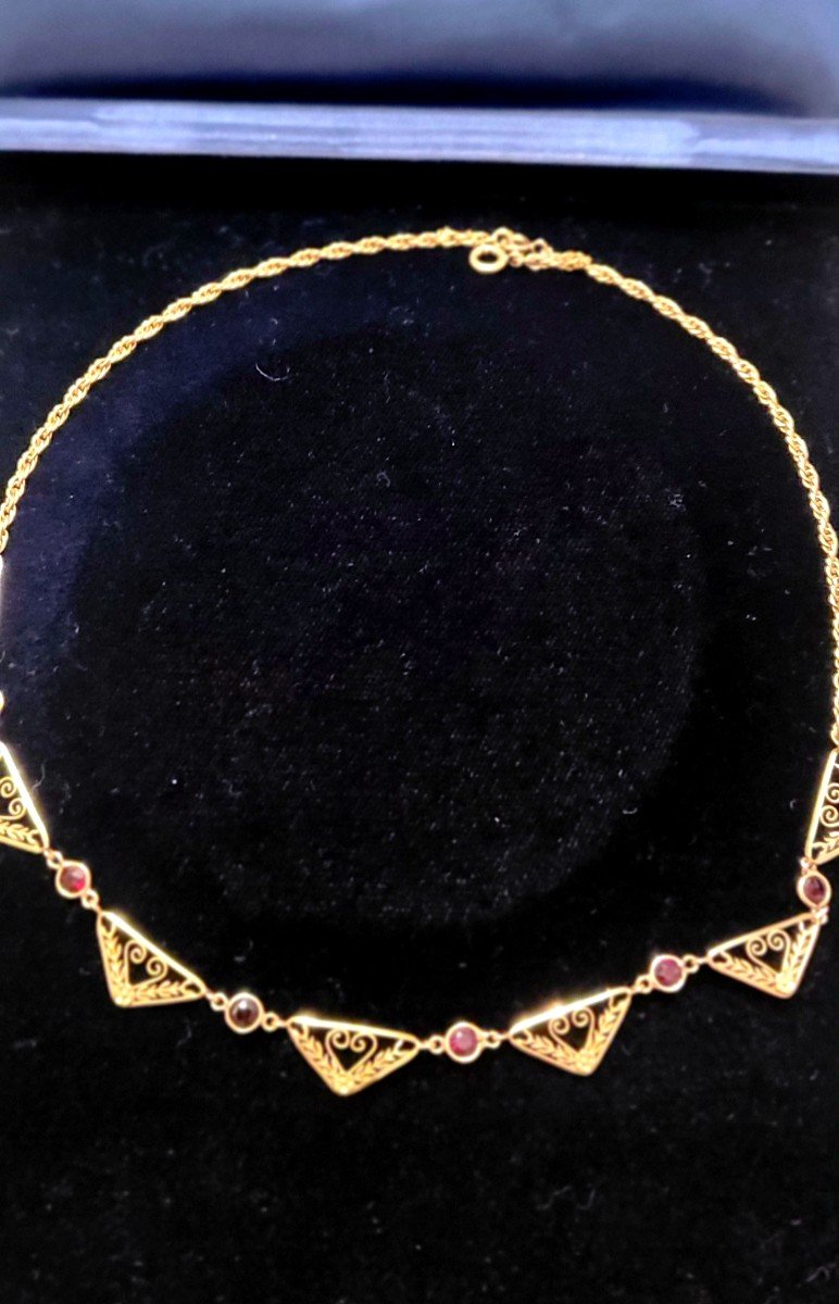 Belle Epoque Drapery Necklace 18ct Gold And Garnets