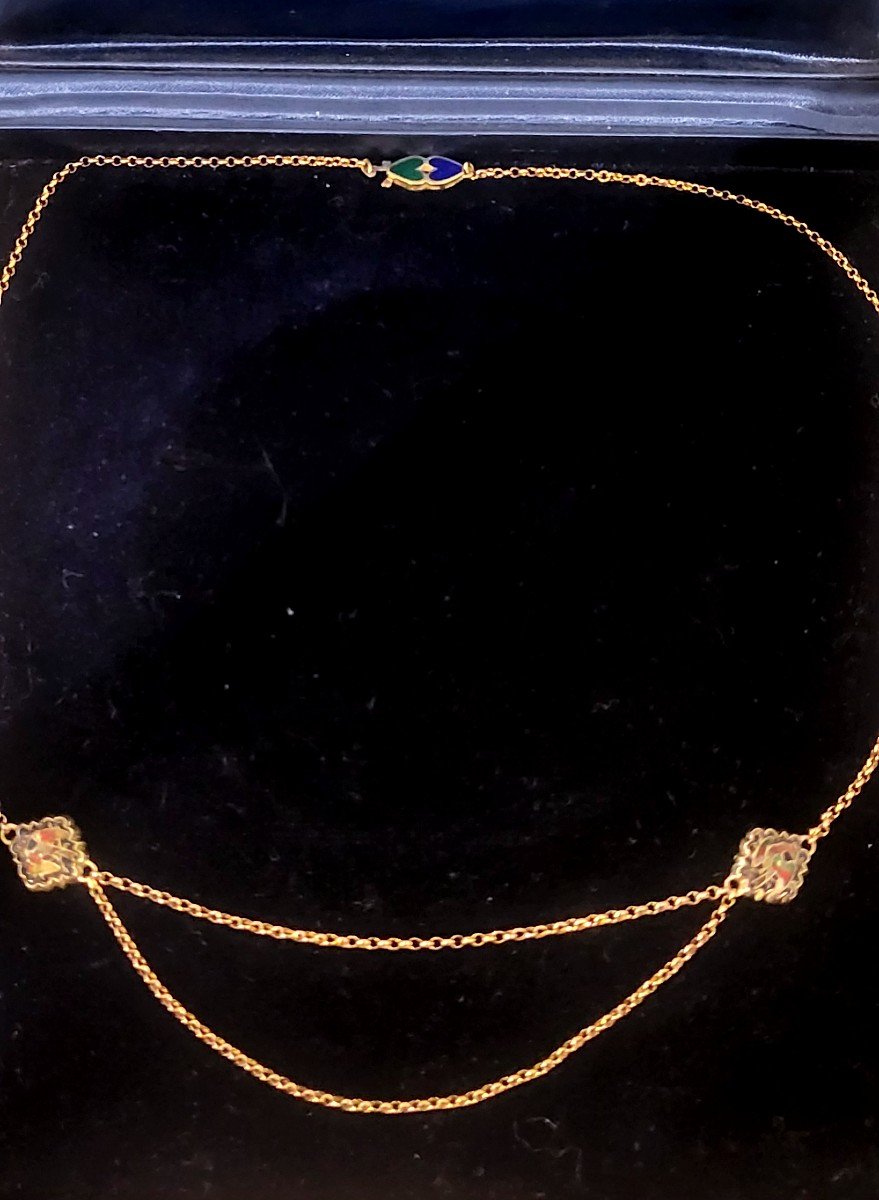 Belle Epoque Collier Or 18ct Et émaillé-photo-3