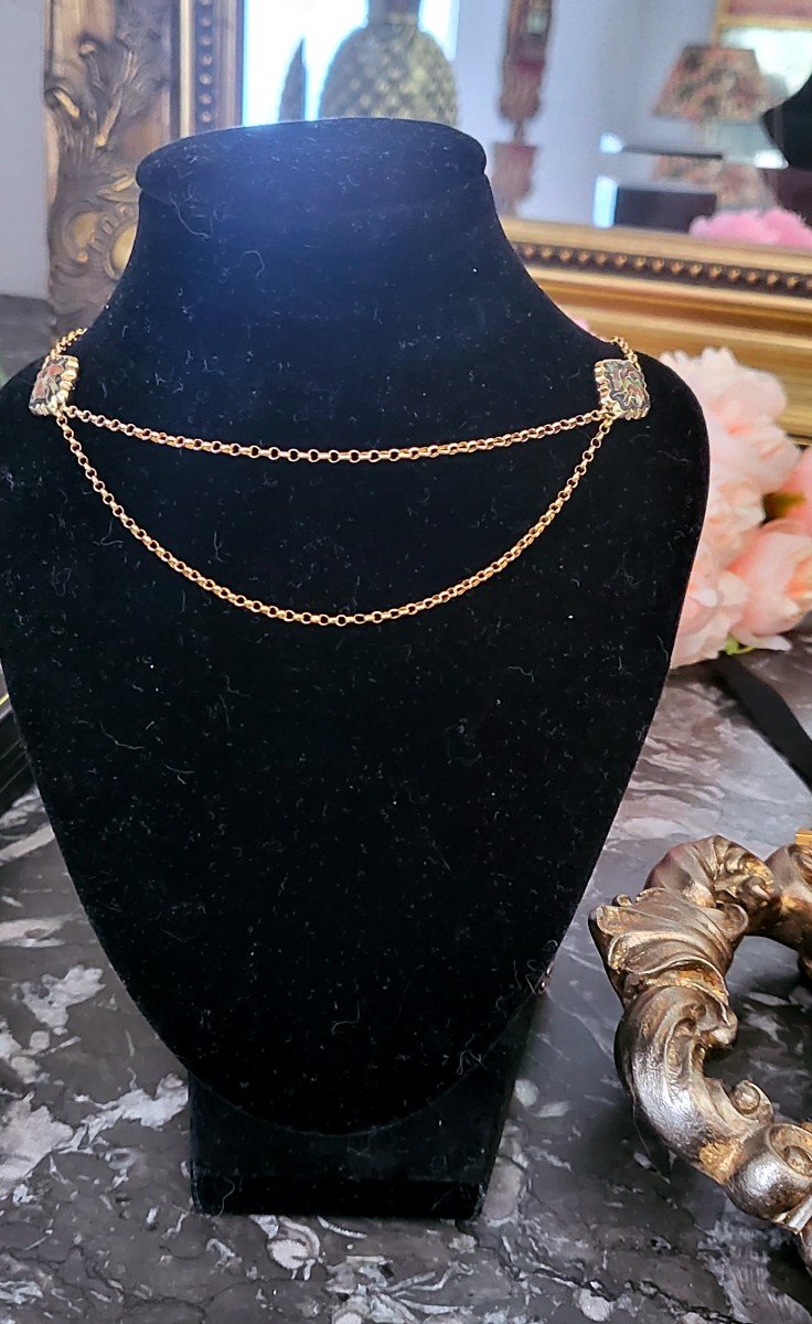 Belle Epoque Collier Or 18ct Et émaillé-photo-3