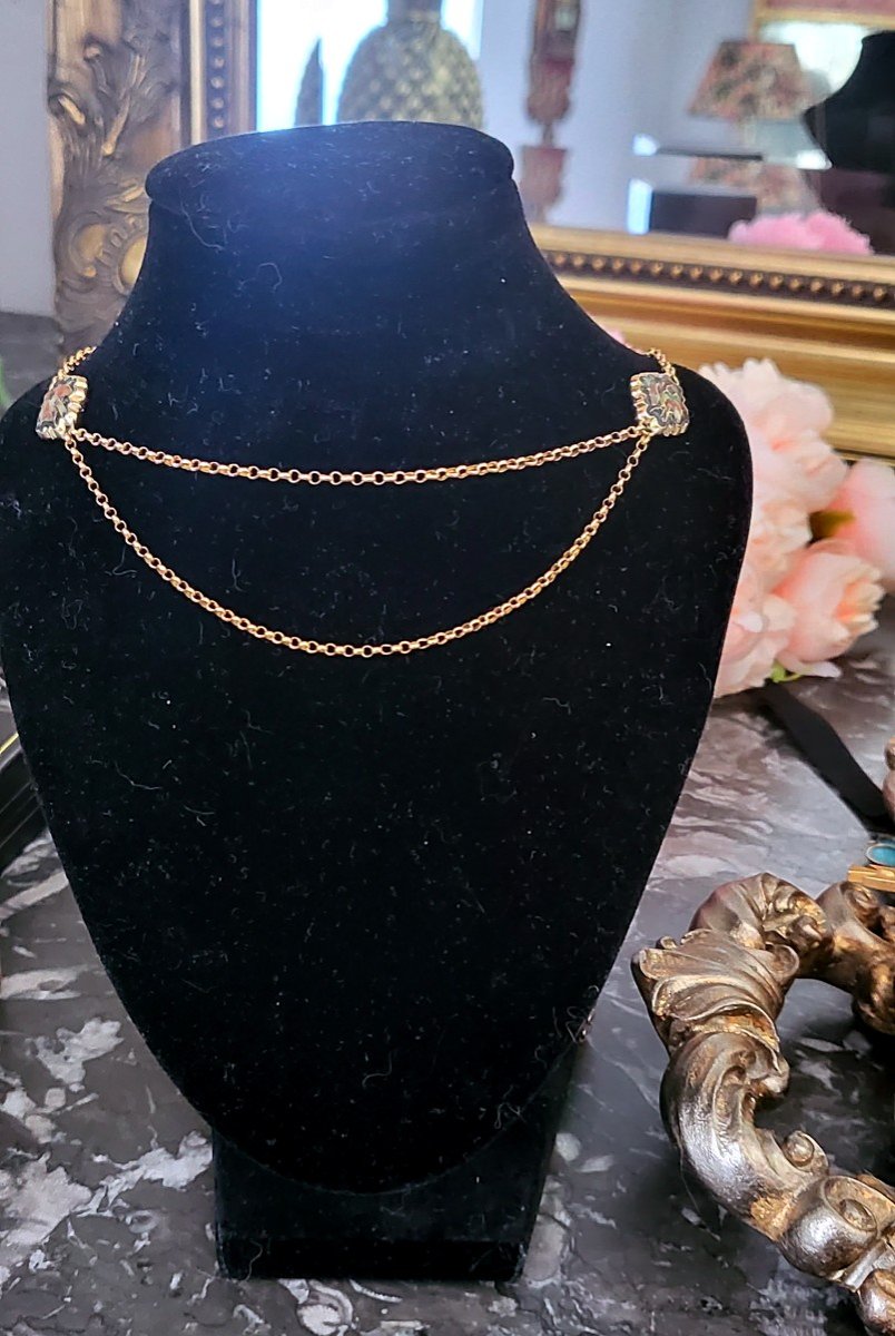Belle Epoque Collier Or 18ct Et émaillé