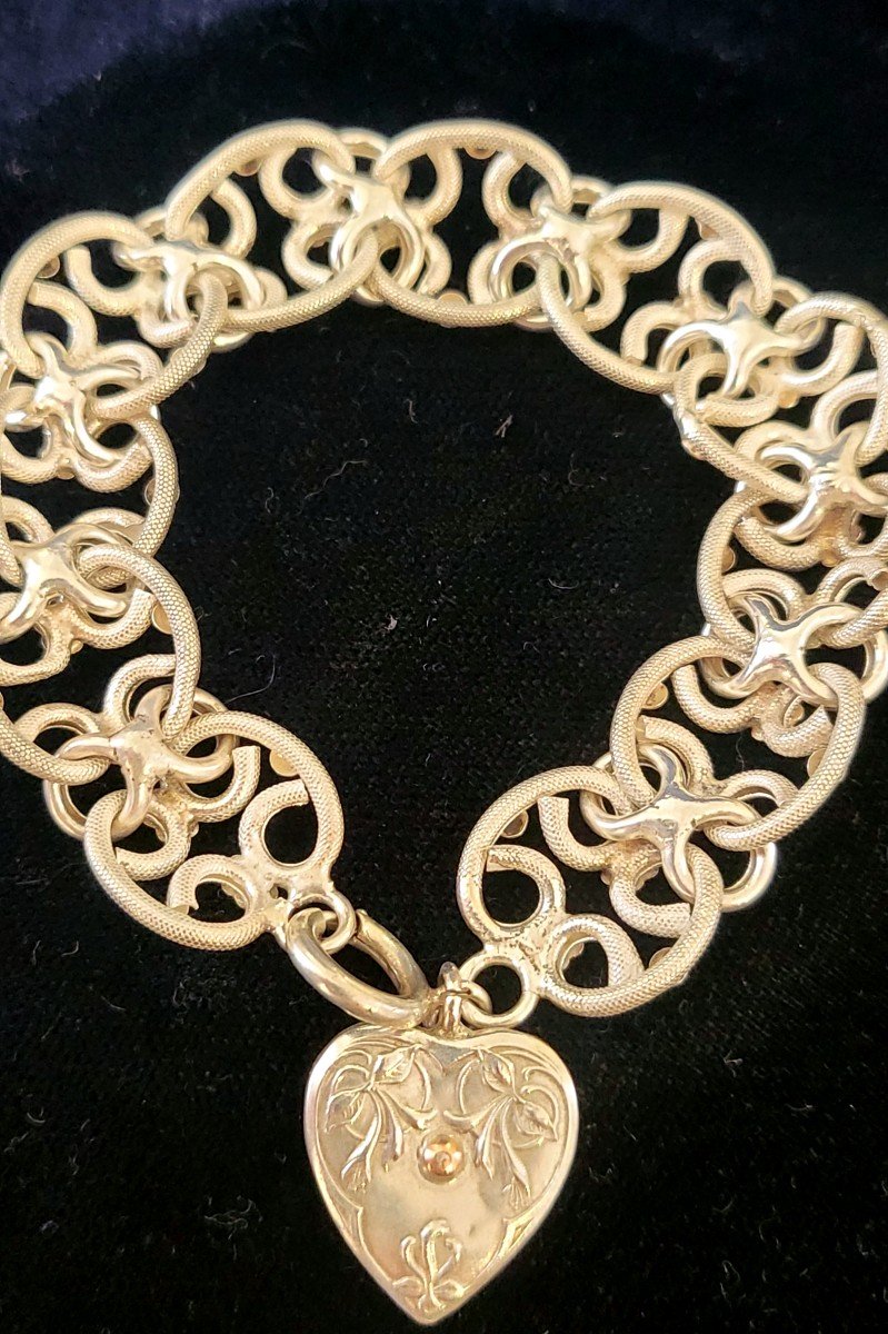 Art Nouveau Silver And Vermeil Bracelet-photo-2