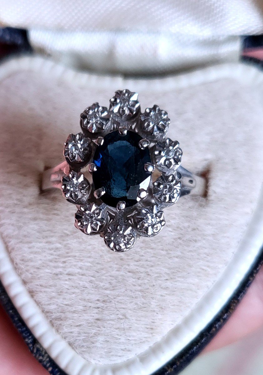 Vintage Sapphire & Diamond Cluster Ring – Fetheray