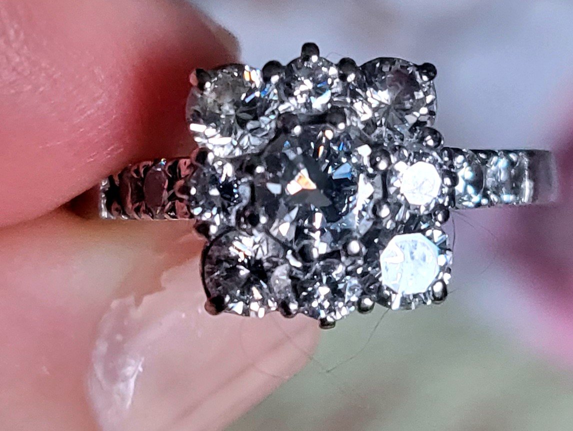 Vintage Art Deco Style Diamond And 18ct Gold Ring-photo-2