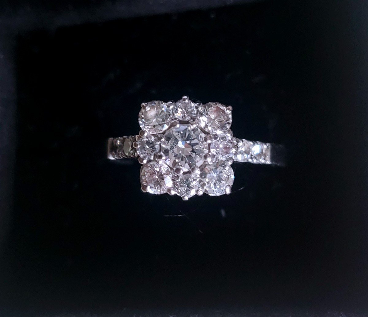 Vintage Art Deco Style Diamond And 18ct Gold Ring-photo-3