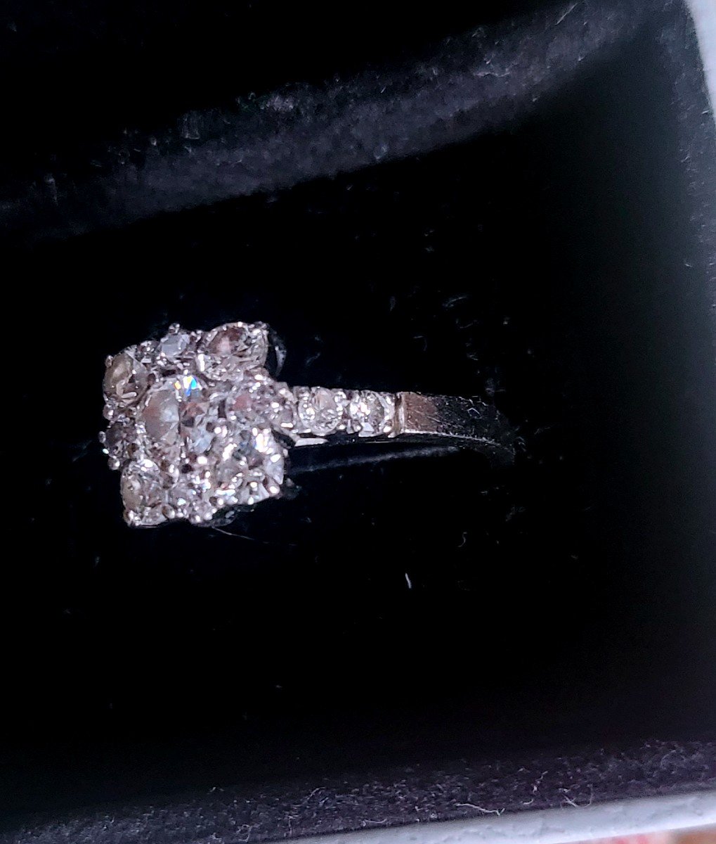 Vintage Art Deco Style Diamond And 18ct Gold Ring-photo-5