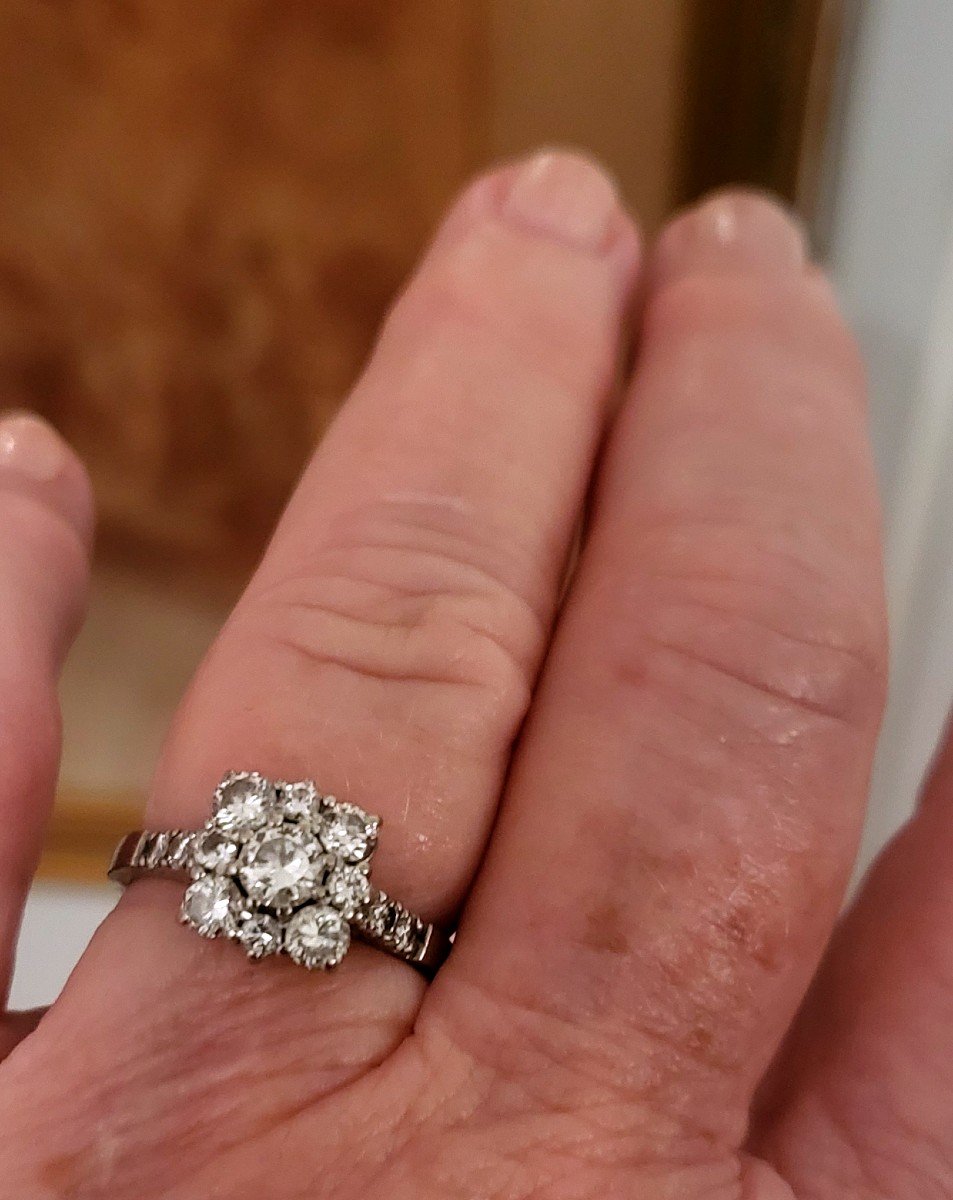 Vintage Art Deco Style Diamond And 18ct Gold Ring-photo-7