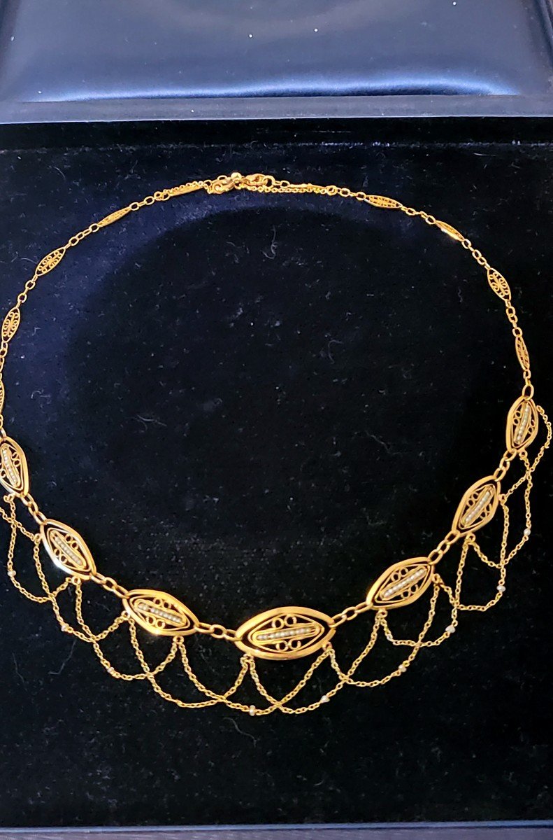 Belle Epoque Collier Feston En Or 18ct  -photo-1