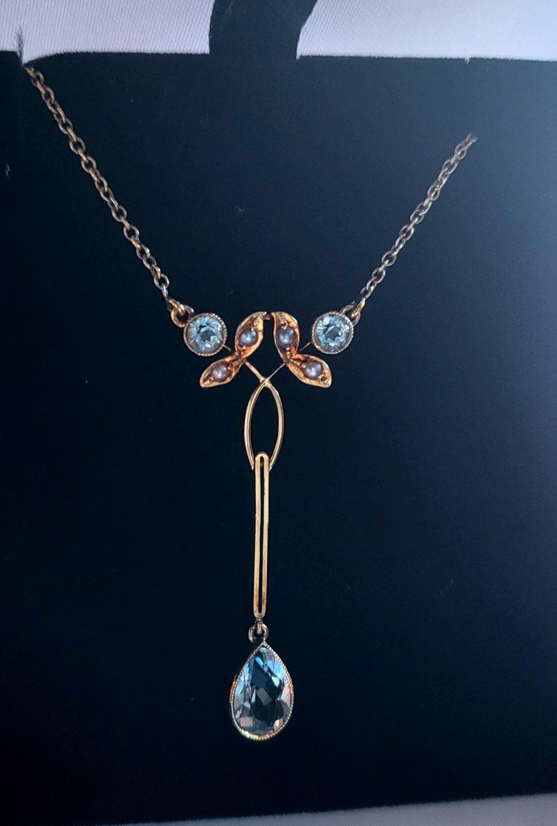 Belle Epoque Collier- Aiguemarine En Or 15ct-photo-3