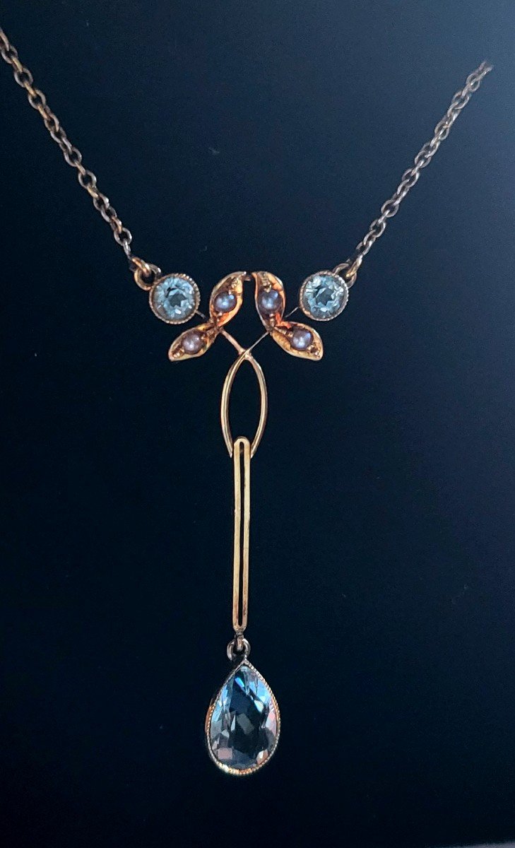 Belle Epoque Collier- Aiguemarine En Or 15ct