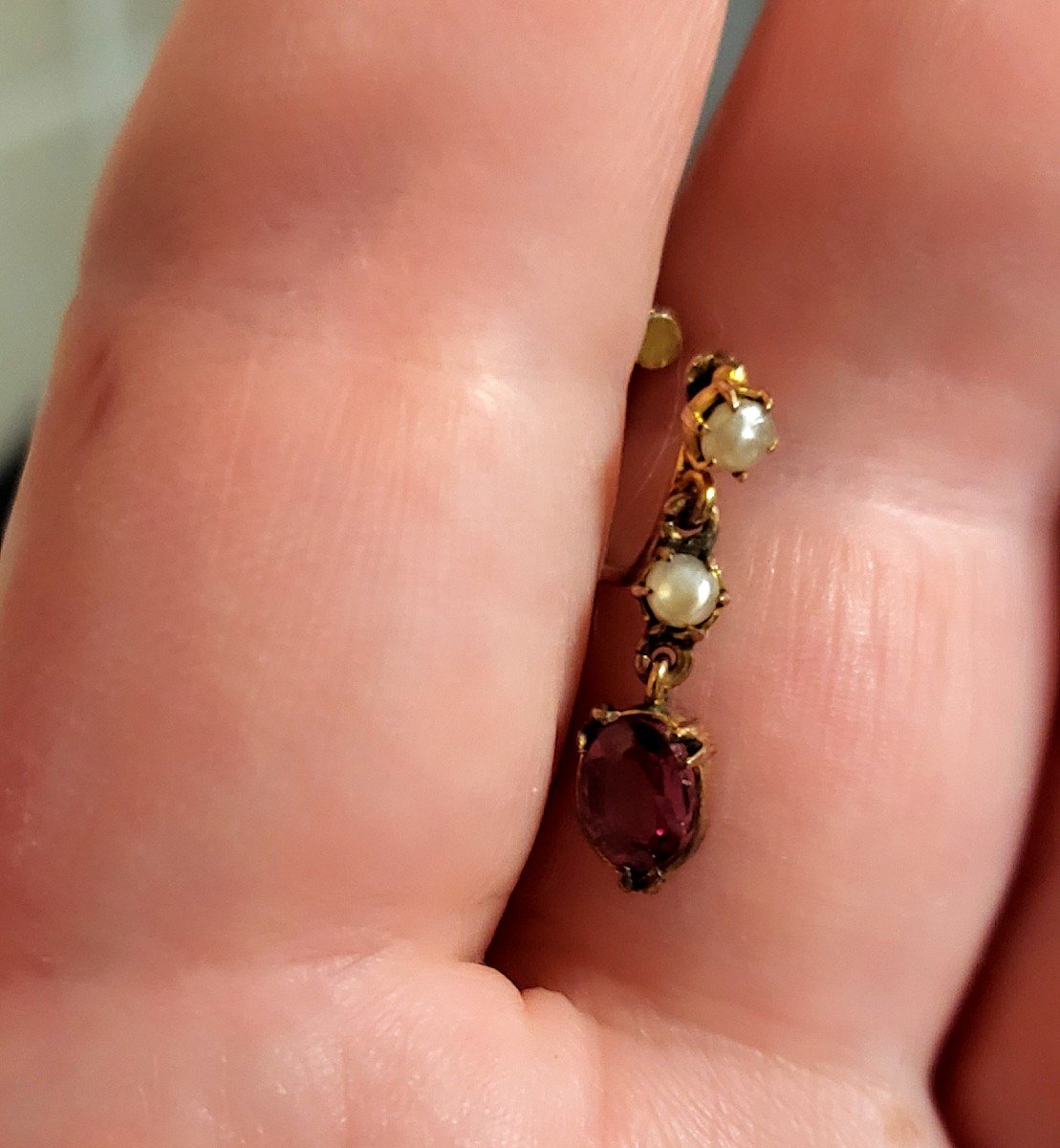 Belle Epoque - Amethyst, Pearl Earrings Set In Gold -photo-2