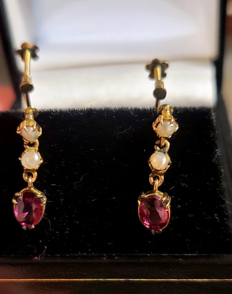 Belle Epoque - Amethyst, Pearl Earrings Set In Gold -photo-1