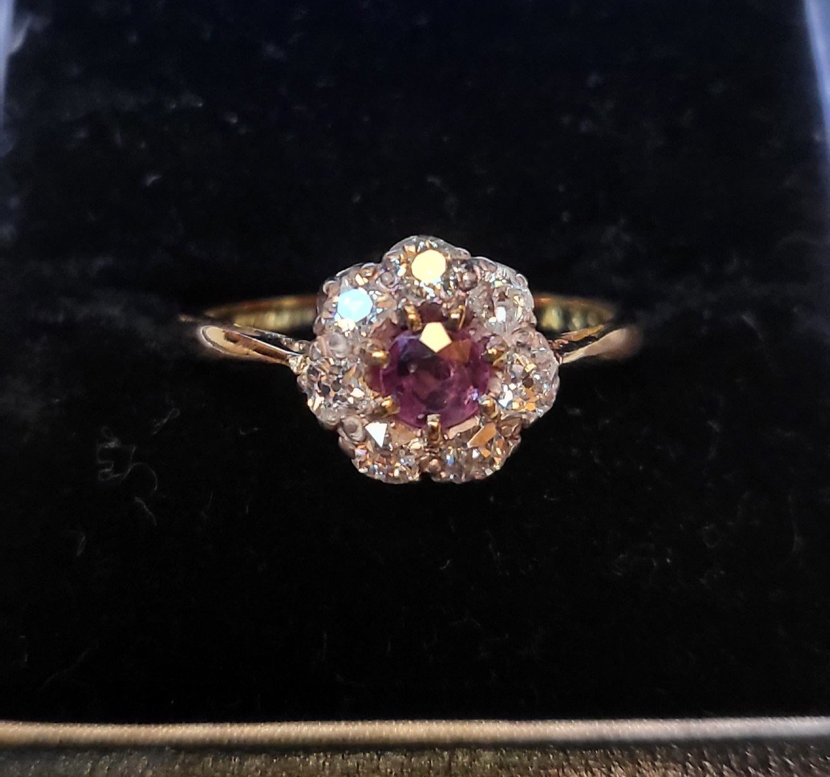Art Deco Daisy  In 18ct Gold, Ruby And Diamonds