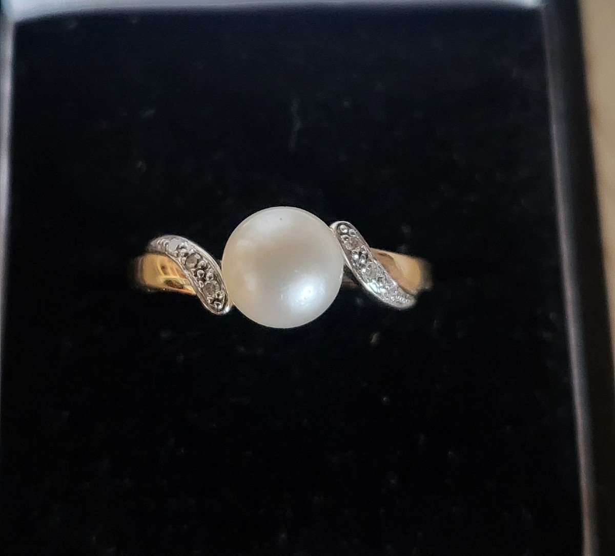 Vintage 14ct Gold, Pearl And Diamond Ring -photo-3