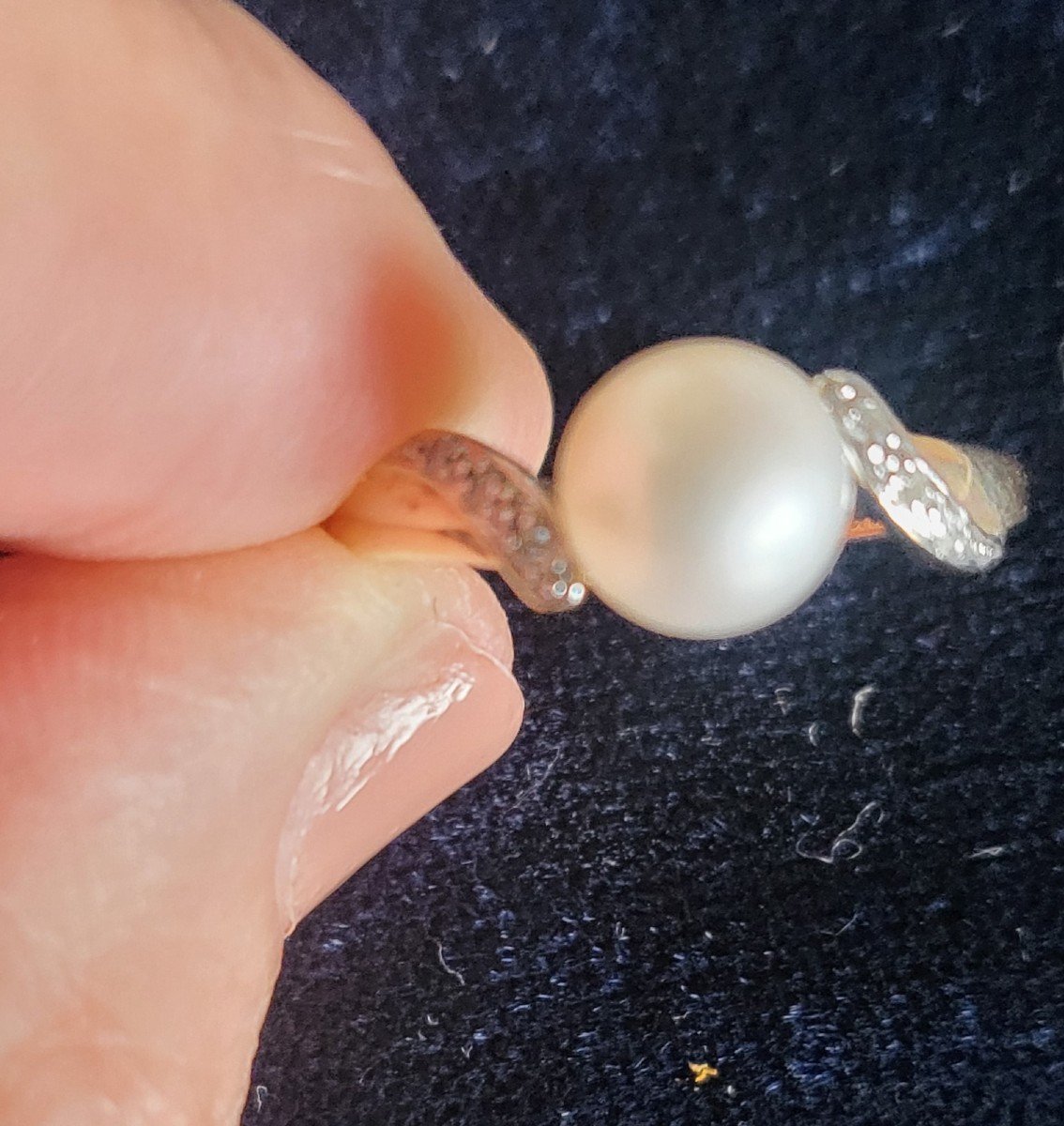 Vintage 14ct Gold, Pearl And Diamond Ring -photo-6