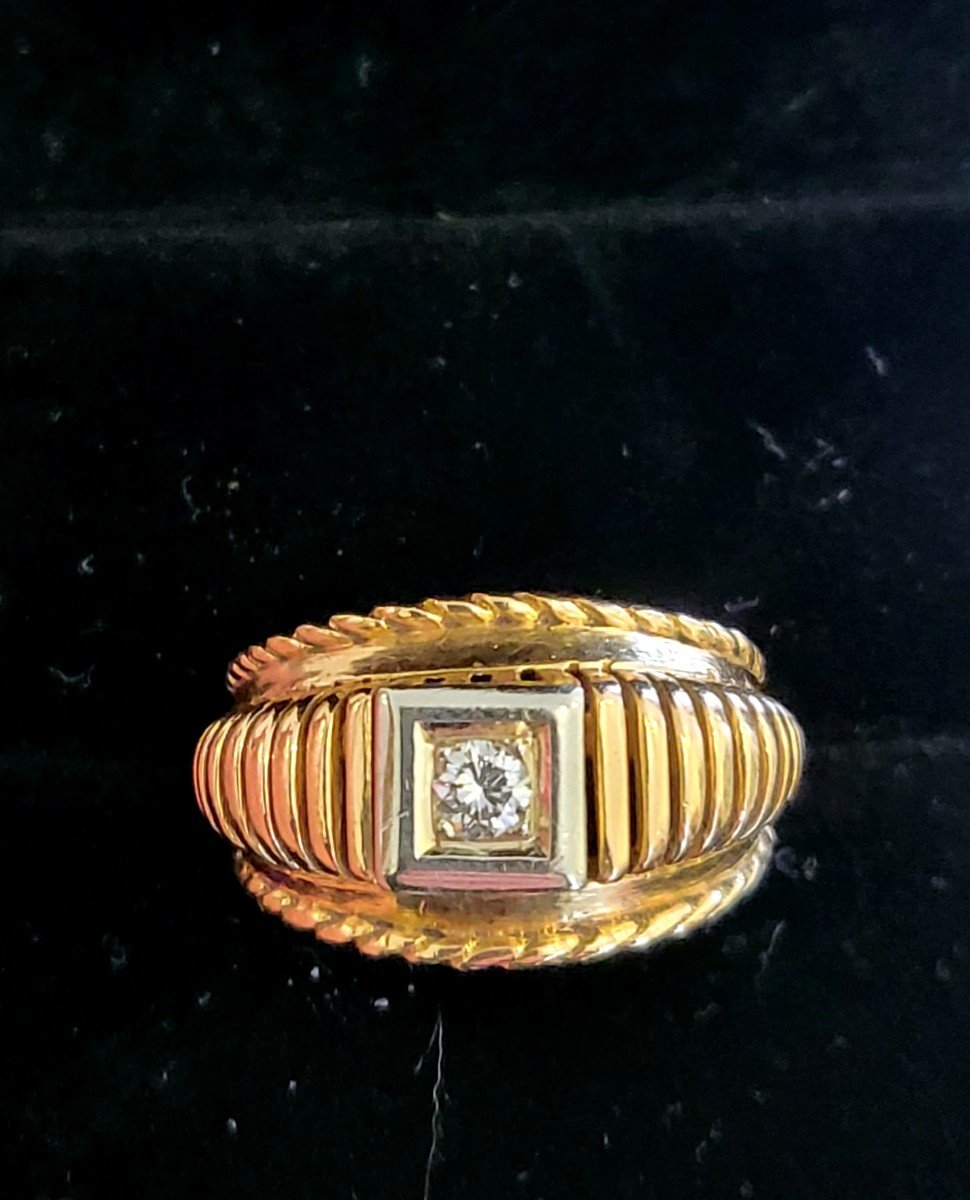 Vintage Bague En Or 18ct Et Diamant-photo-2
