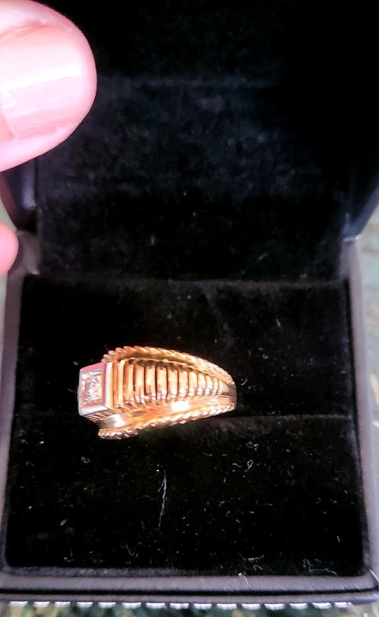 Vintage Bague En Or 18ct Et Diamant-photo-4