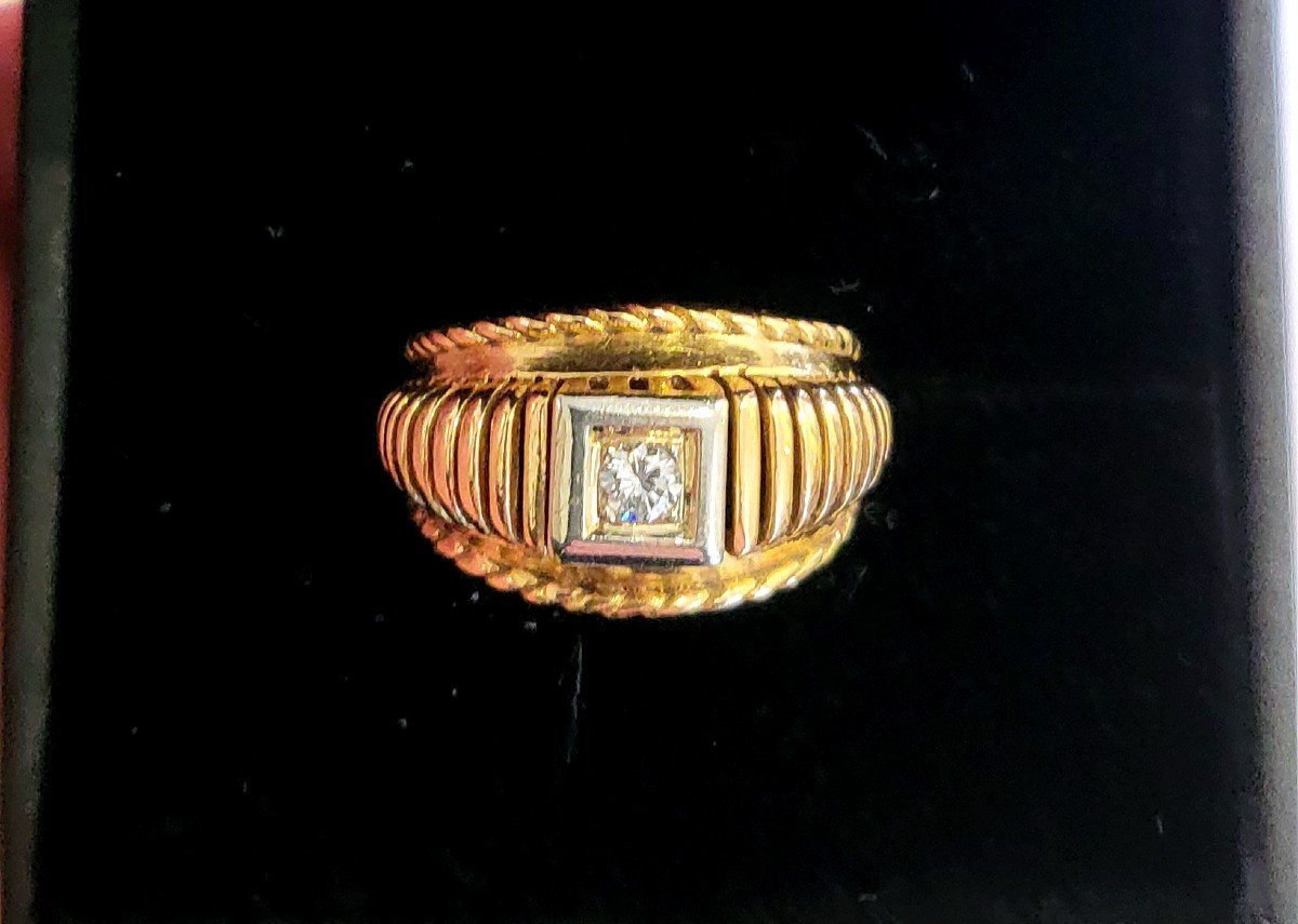 Vintage Bague En Or 18ct Et Diamant-photo-2