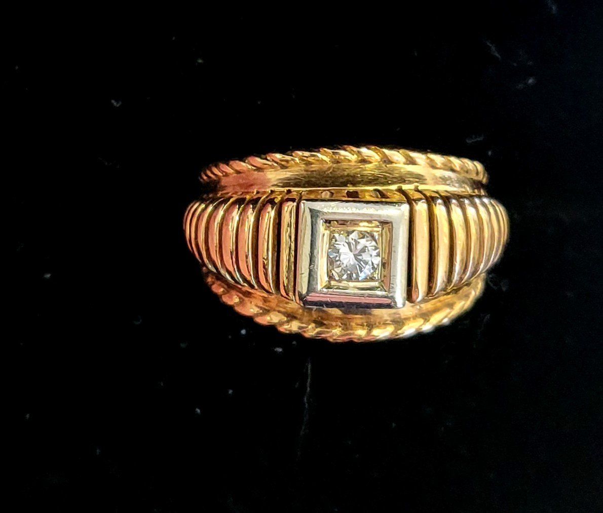 Vintage Bague En Or 18ct Et Diamant-photo-3