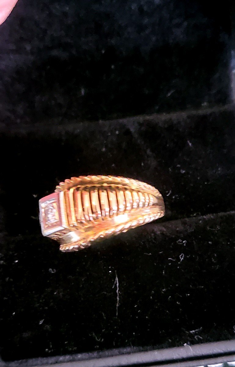 Vintage Bague En Or 18ct Et Diamant-photo-5