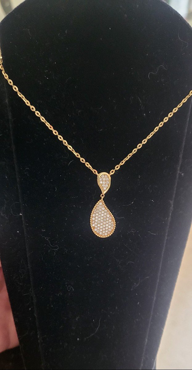 Vintage Collier En Or 18ct Et Pavé Diamants 