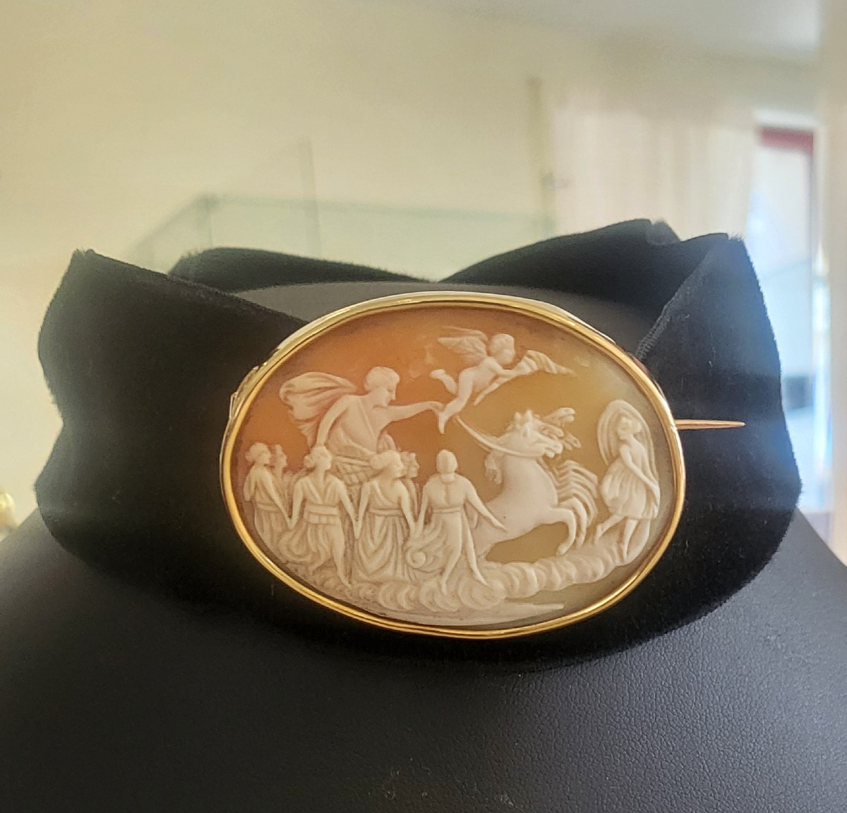 Napoléan 111 Broche Camée En Or 18ct -photo-6