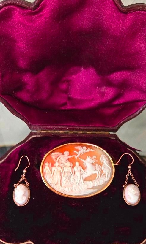 Napoléan 111 Broche Camée En Or 18ct -photo-7