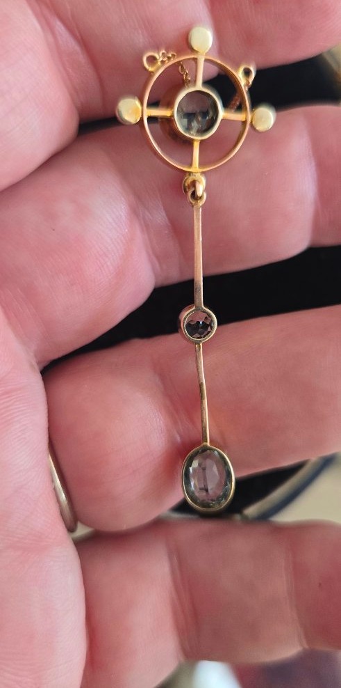 Belle Epoque Collier Serti d'Aigue-marines En Or.-photo-4