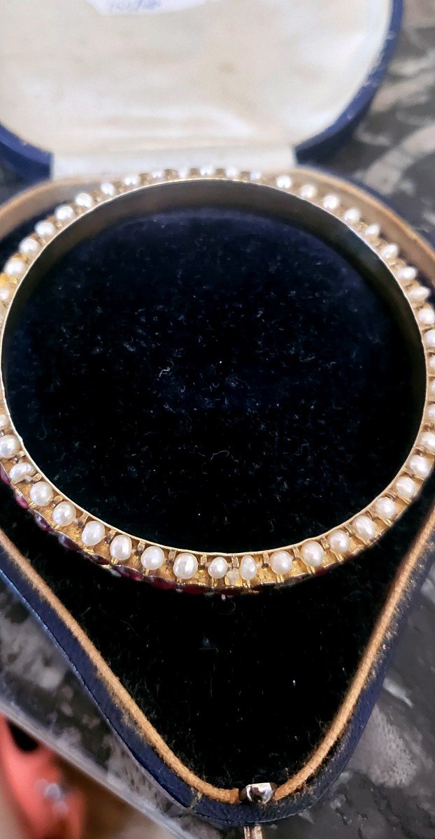 Empire - Bracelet Jonc Serties Du Grenats Et Perles -photo-3