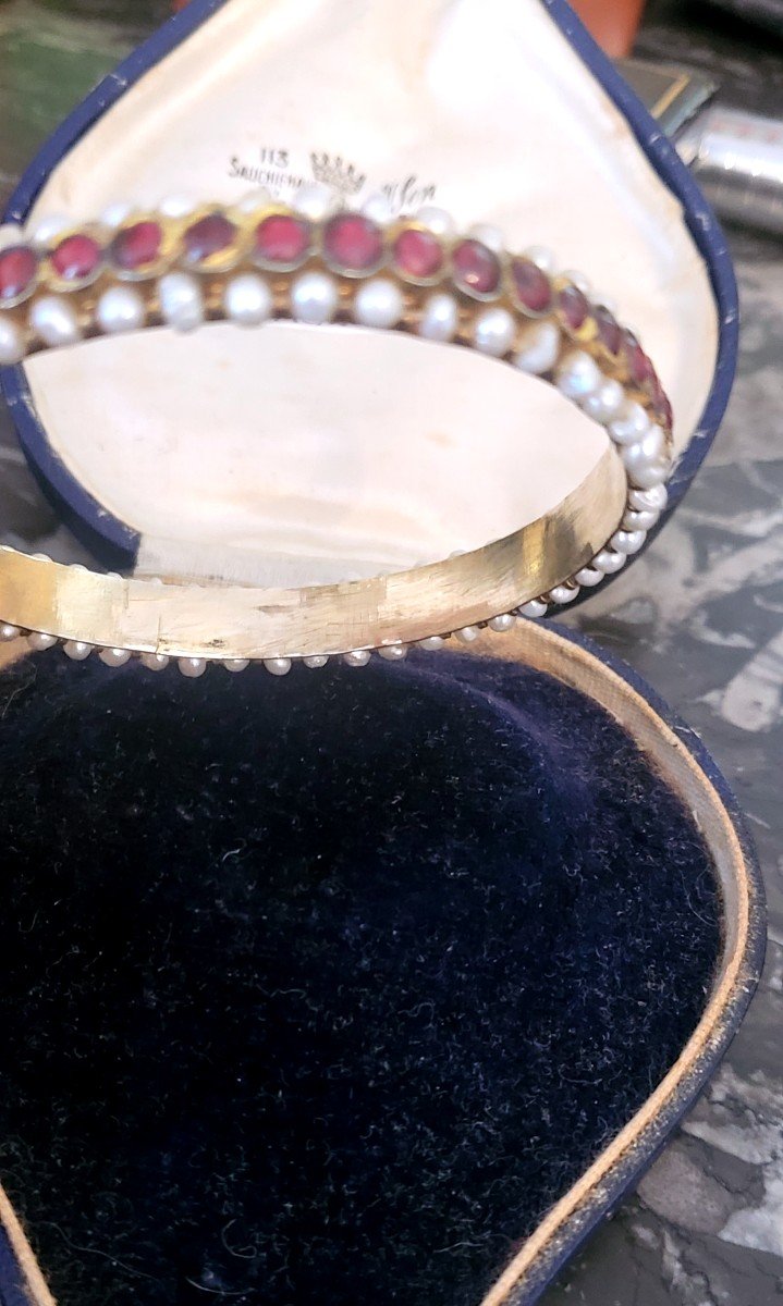 Empire - Bracelet Jonc Serties Du Grenats Et Perles -photo-6