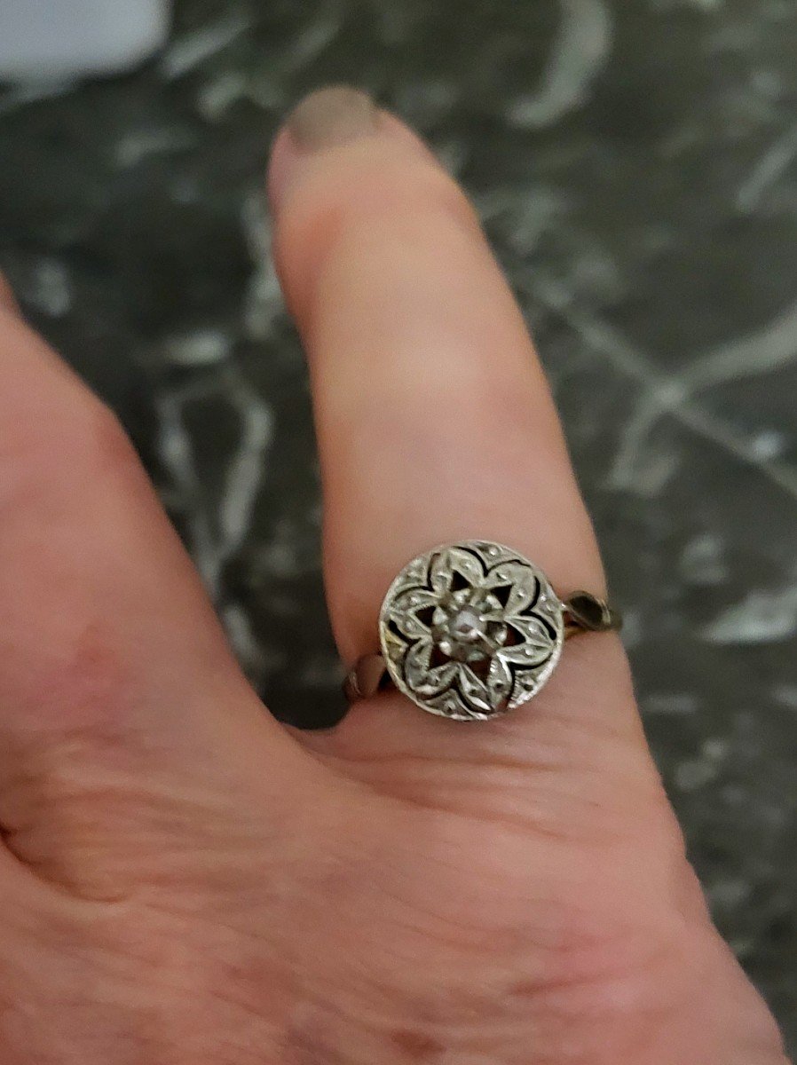 Art Deco Ring In 18ct Gold And Platinum-photo-2