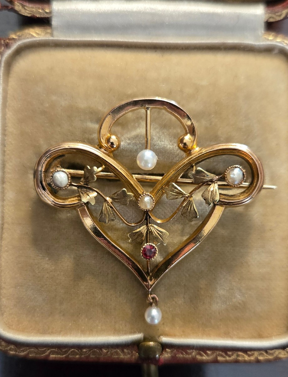 Art Nouveau - 18ct Gold Brooch / Pendant -photo-5