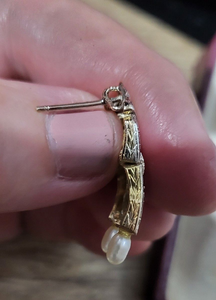 Art Déco Boucles d'Oreilles En Or Blanc 18ct -photo-3