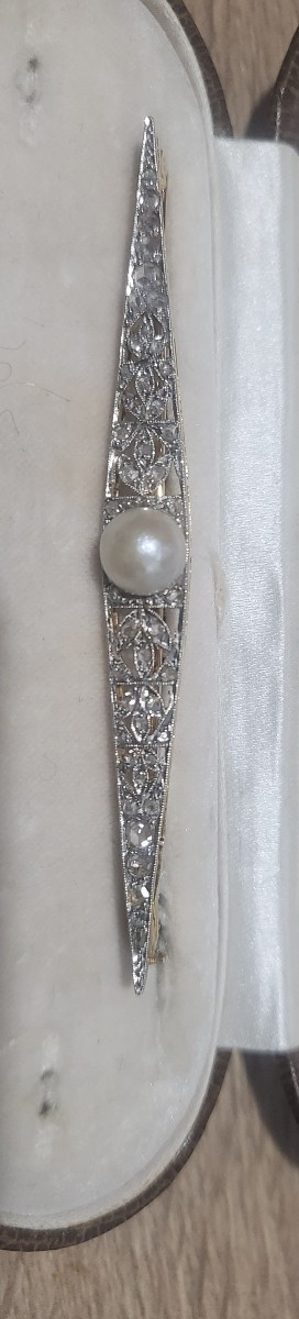 Art Deco Barrette Brooch, In 18-carat Gold And Diamonds -photo-2