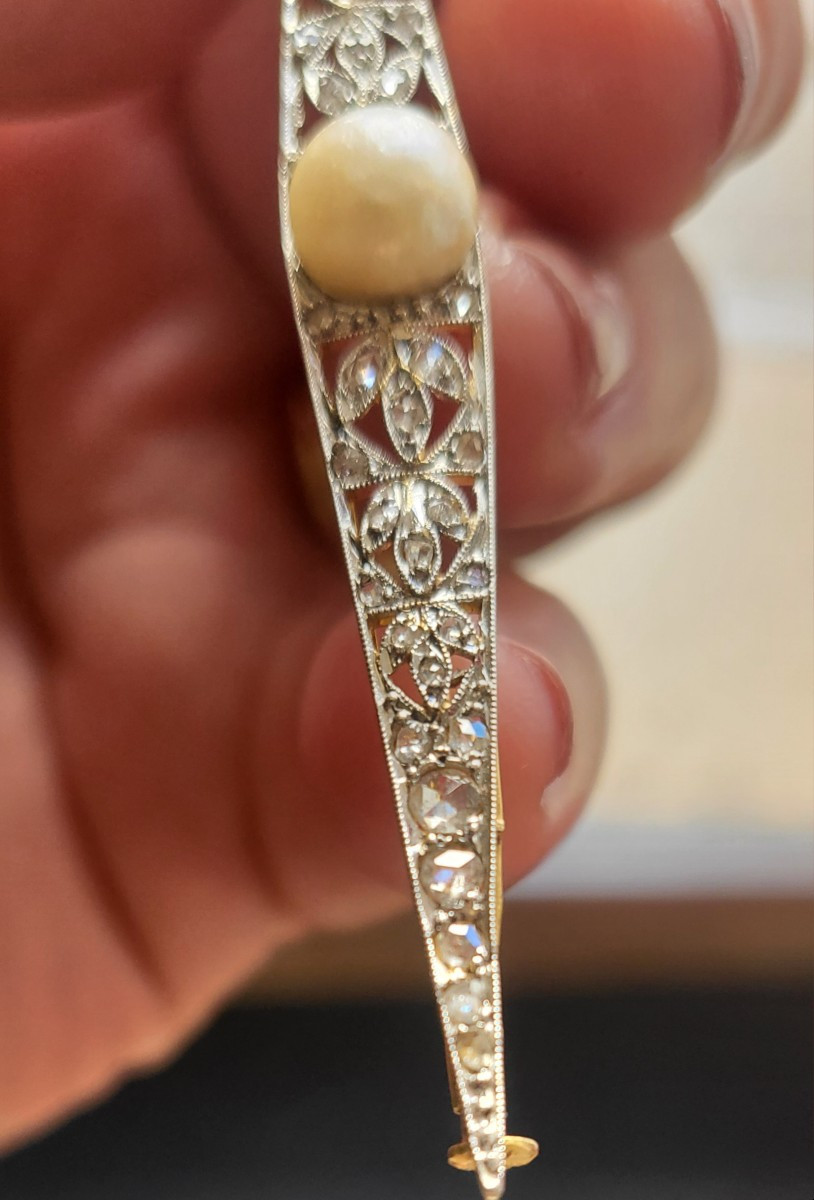 Art Deco Barrette Brooch, In 18-carat Gold And Diamonds -photo-4